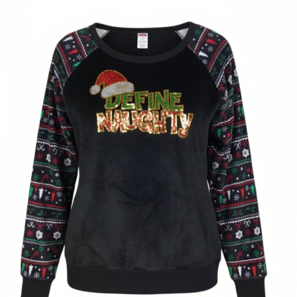 Define Naughty Christmas pullover NWT size XXL Cozy Crew Neck Ugly Xmas Sweater